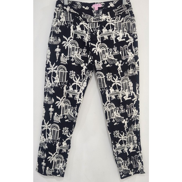 Lilly Pulitzer Pants - Lilly Pulitzer Late Night Toile Pant Late Night Party  Black And White SZ4 RARE